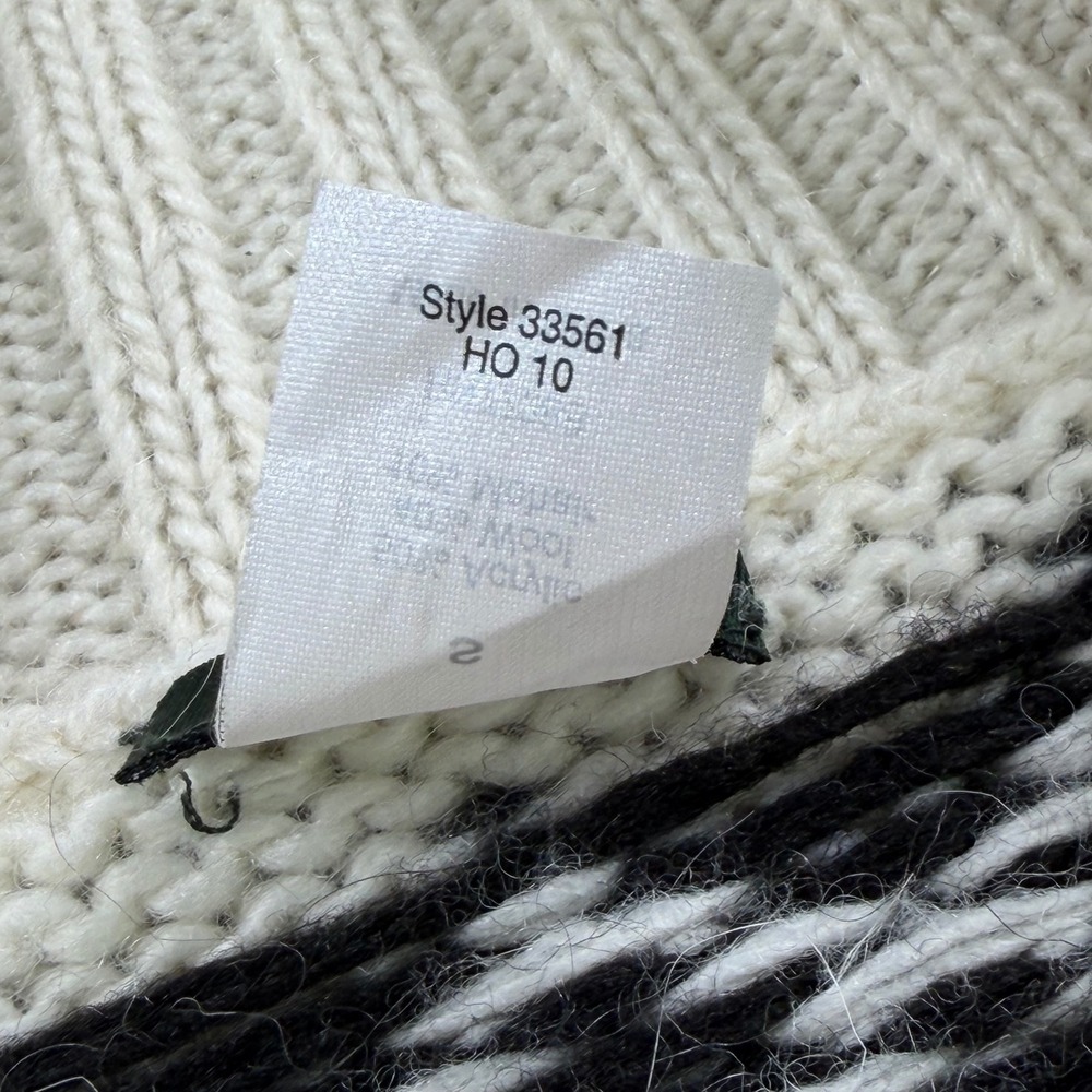 J.Crew Fair Isle Wool Mohair Blend Snap Neck Sweater Cream Black Womens Small - Picture 5 of 11